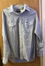 Vintage Wrangler Light Blue Pearl Snap Western Shirt 16.5-35 X-Long Tails 70/80s