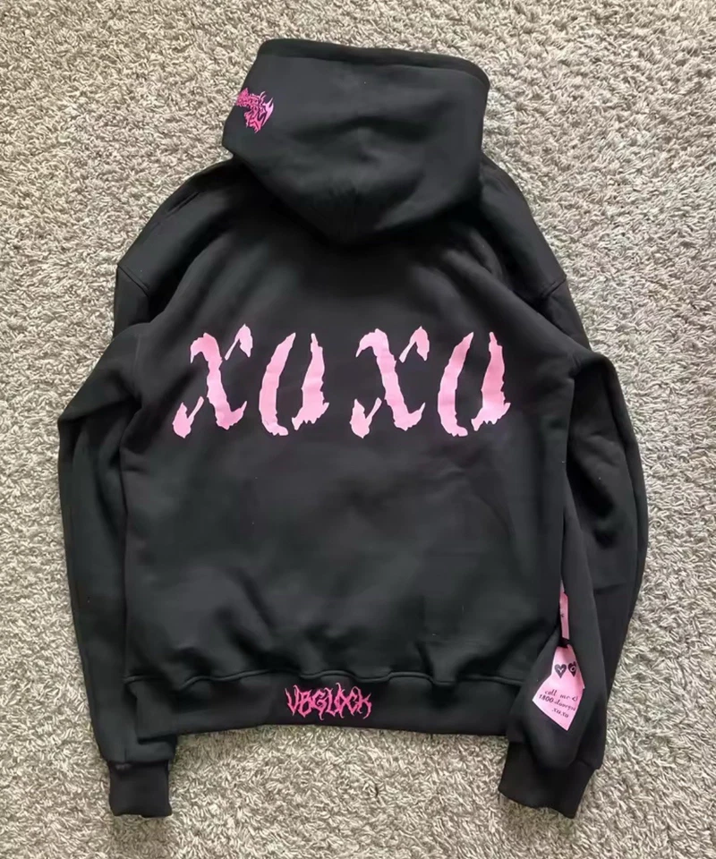 Vintage Y2k Black XoXo Hoodies Women Grunge - Image 2 of 4