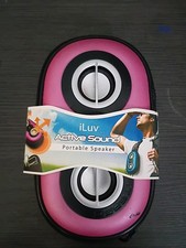 ILuv active sound mini portable stereo speaker light pink color