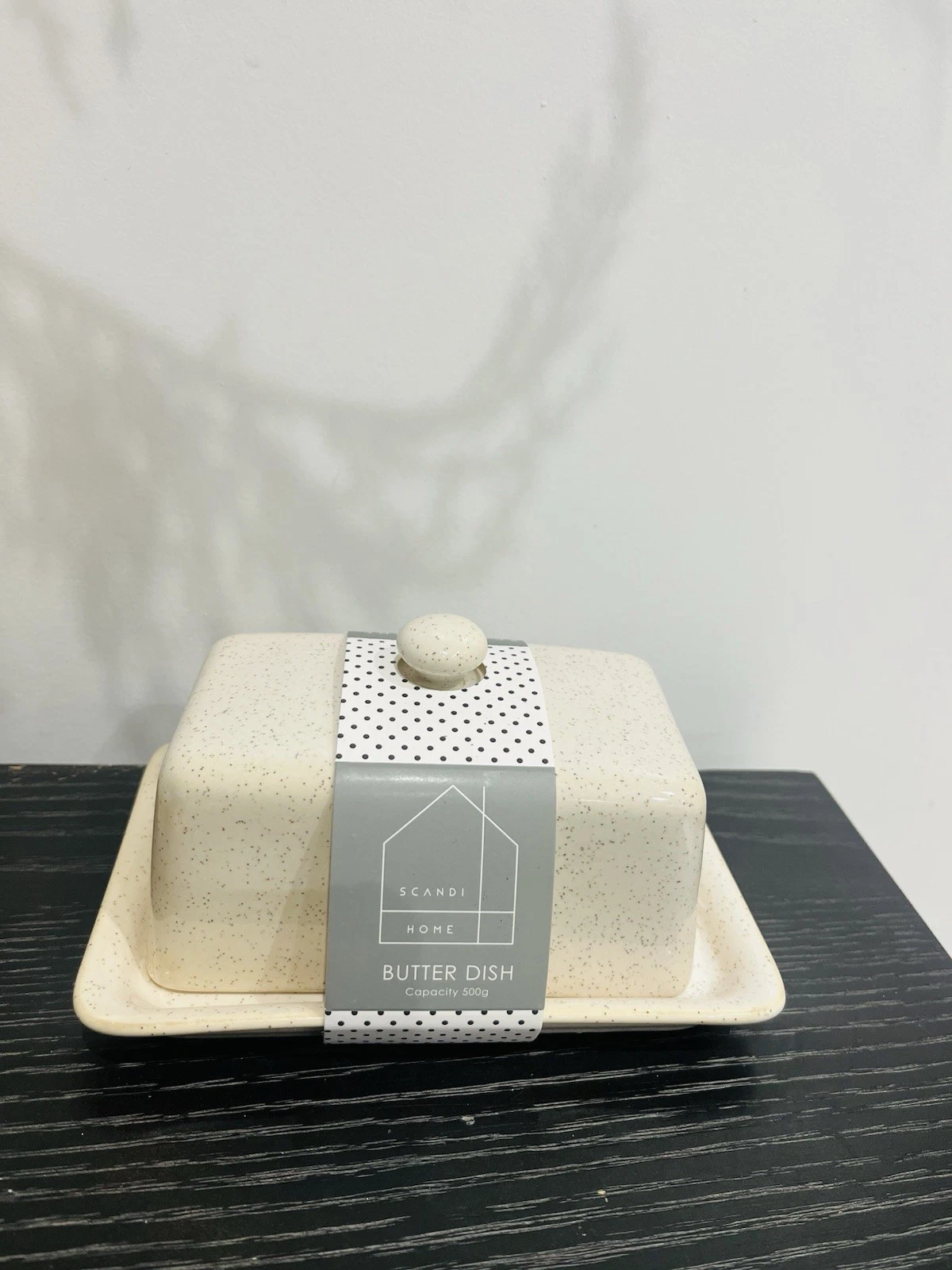 Scandi Home Cream Butter Dish with Ceramic Lid.