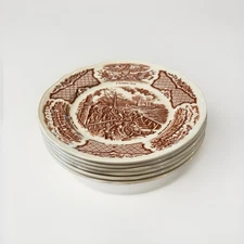 VTG Set of 6 Alfred Meakin England Fair Wind Collection 7" Plates Historical USA