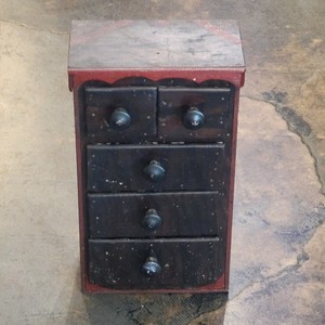 Antique Folk Art 5 drawer 15.5" Tall Chest Box Original Finish