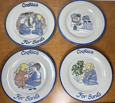 Louisville Stoneware Christmas Cookies for Santa Snowman Plate Set 4 KY