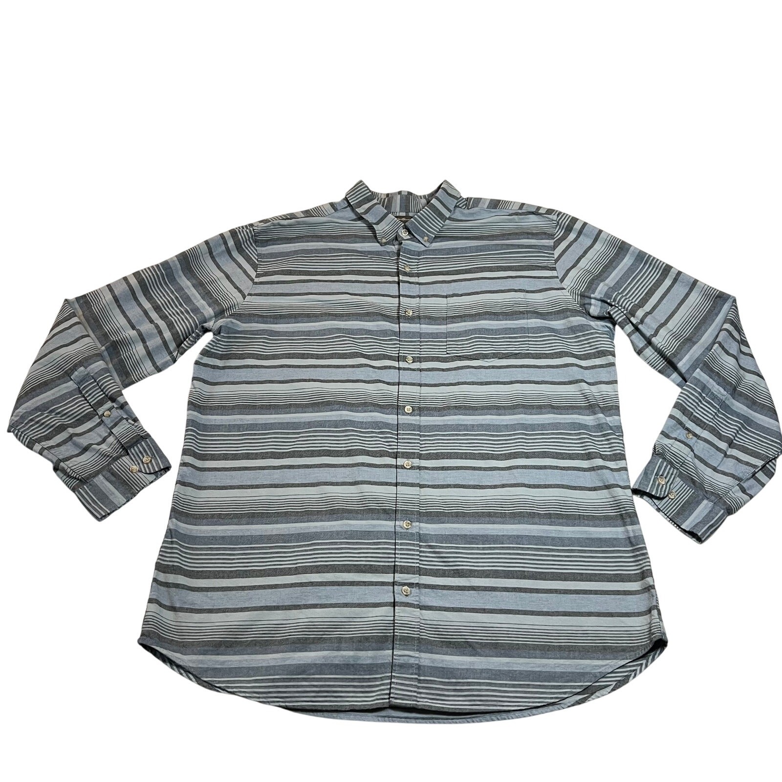 Eddie Bauer Tall XL Striped Cotton Button-Up Shirt for Men - Breathable Comfort