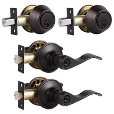 Probrico Exterior Door Lock Set Bronze Double Cylinder Deadbolt 2 Pack
