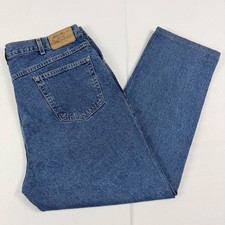 Eddie Bauer Jeans Mens 42 Blue Denim Made in USA 100% Cotton Zip Fly Casual Pant
