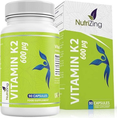 NutriZing Vitamin K2 MK7 600mcg 90 Capsules Bone Heart Support Vegan Supply