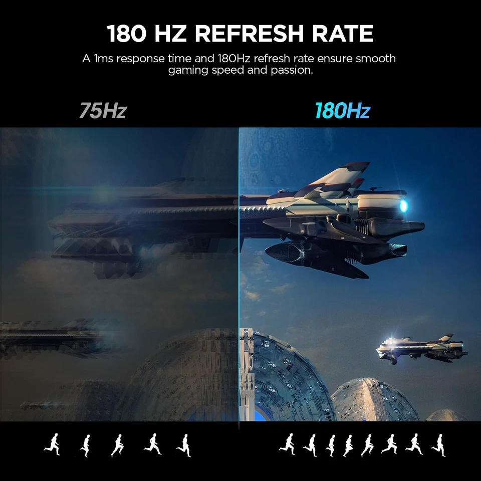 KOORUI 27 Inch Gaming Monitor, FHD 1080P Curved Monitor 180Hz VA 1ms 1500R PC - Image 3 of 4