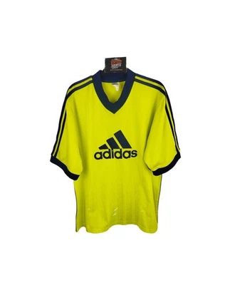 T-shirt vintage Adidas Big Logo Sample années 1990 (M) jaune bleu - Photo 1/4