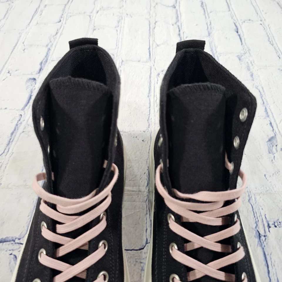 PF Flyers HOMBRE 6 MUJER 7.5 Zapatos Zapatillas altas Altas Negro Lona Skate Grunge Foto 3 de 4