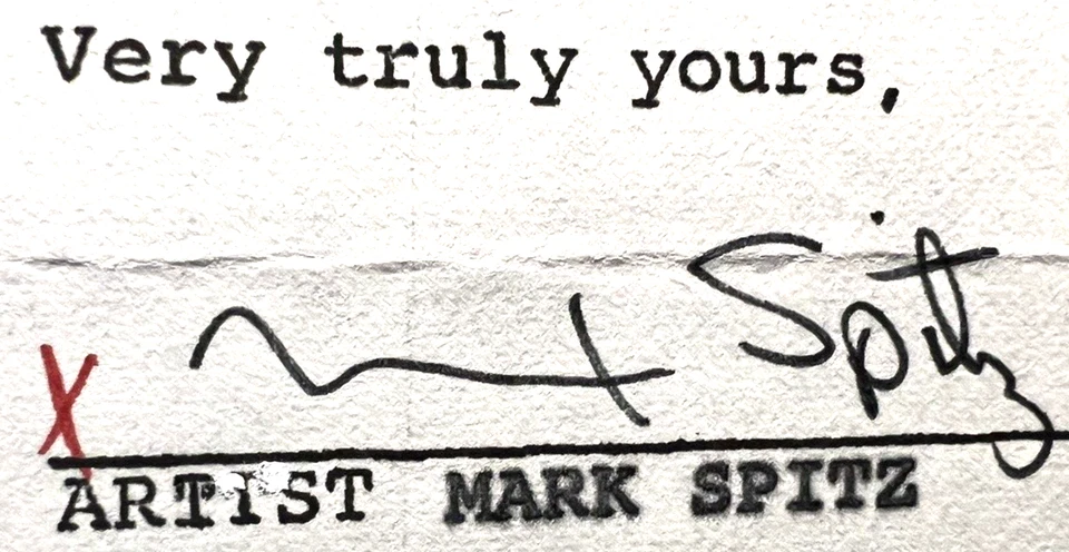 MARK SPITZ FIRMADO ÚNICO EN SU TIPO 1972 POSTOLÍMPICO CONTRATO DE AGENCIA WILLIAM MORRIS Foto 2 de 4