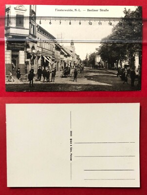 Postcard Finsterwalde around 1910 view in Berlin Street with children RARE (84834