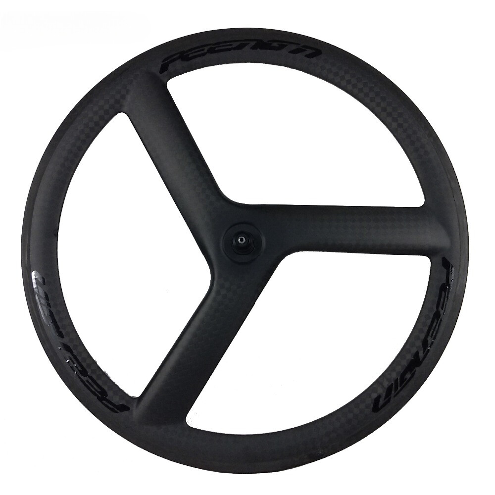 Juego de ruedas de carbono para bicicleta de carretera de 3 radios 700C 23 mm de ancho 50 mm de profundidad tubular