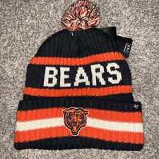 Chicago Bears '47 Brand Bering Cuffed Knit Pom Top Beanie OSFM Hat Cap NEW NWT 