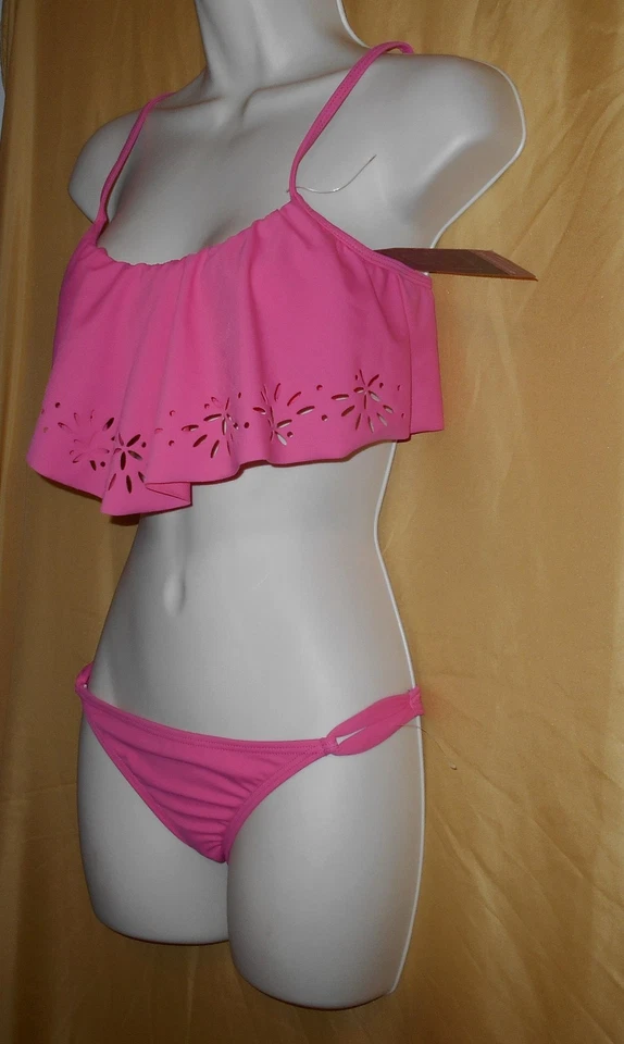 Reef Mujer 2 Piezas Rosa Floral Recorte Volantes Cami Tirantes Top Bikini Parte Inferior $102 Foto 4 de 4