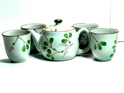 Teacup Set; 4 Cups & Lidded Teapot w/ Filter | eBay