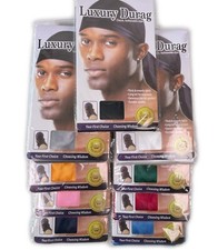 Luxury Silky Satin Durag Headband Tail Tie Down Biker Headwrap Cap Bandana