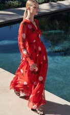OSCAR DE LA RENTA FLORAL PLUNGING NECKLINE MAXI DRESS SZ 4 SS/2019