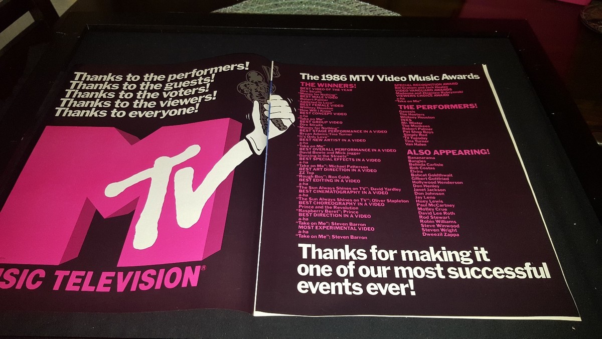MTV 3rd Annual 1986 Video Music Awards Rare Original Promo Poster 