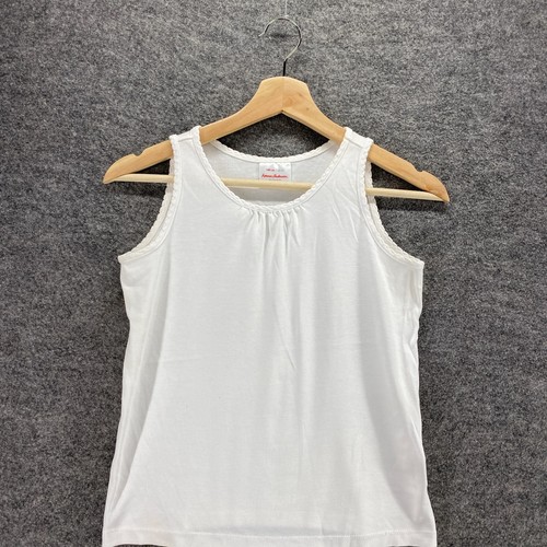 Hanna Andersson Tank Girls 10 White Sleeveless Round Neck Wide Strap Cotton - Picture 3 of 6