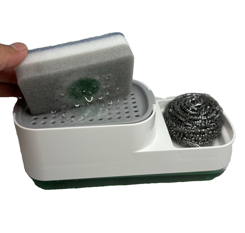 Kitchen Countertop Soap Dispenser with Sponge and Scrub Holder, 20oz 3-in-1 - Picture 8 of 12