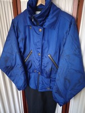 NILS Bib Snow Suit Women's Size 10 Vintage One Piece Schoeller Blue Ski Lined