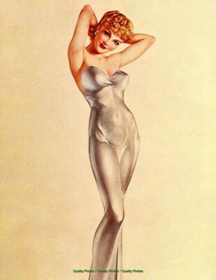 Redheaded Woman In Slinky Siilver Dress 8.5x11'' Photo Print Vargas Pinup Art