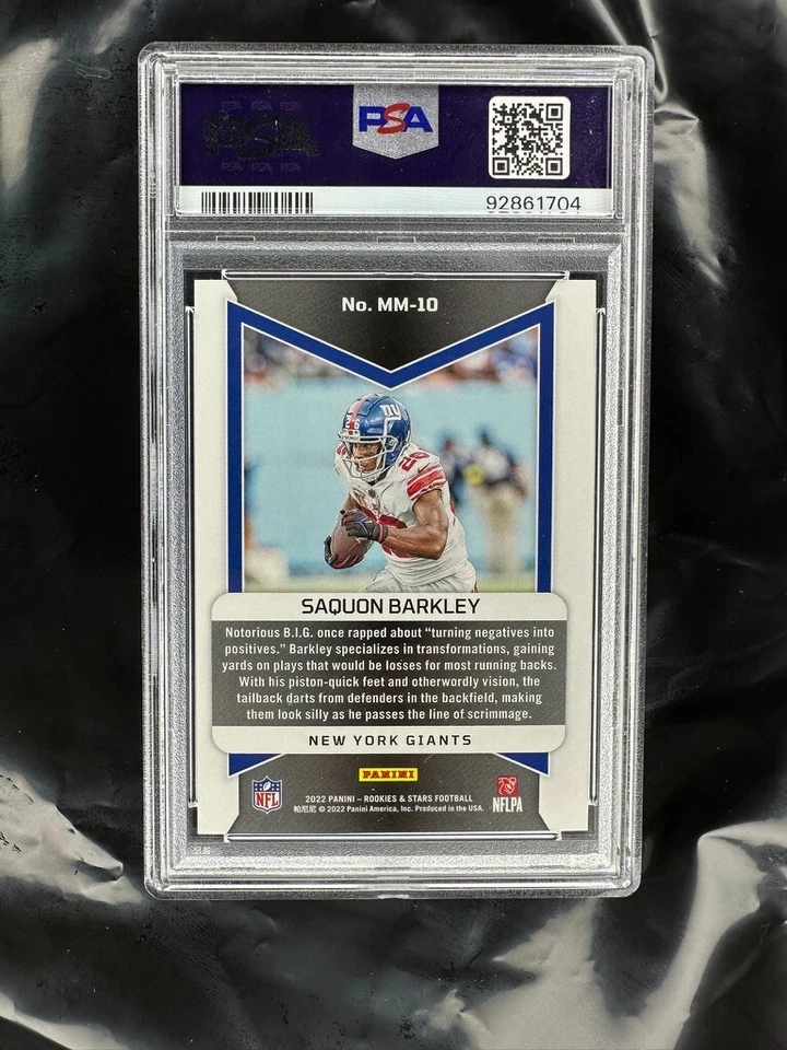 2022 PANINI ROOKIES & STARS MAN IN MOTION RED SAQUON BARKLEY /80 PSA 9 POP 1 - Image 2 of 2