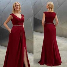 Mother Of the Bride Dresses V Neck Sleeveless Split Side Plus Size Evening Gowns