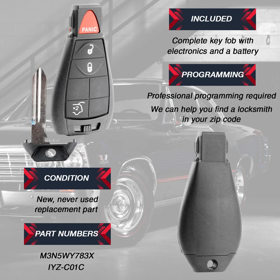 2 Keyless Entry Remote Car Key Fob for 2008 2009 2010 Jeep Commander IYZ-C01C Foto 4 de 4