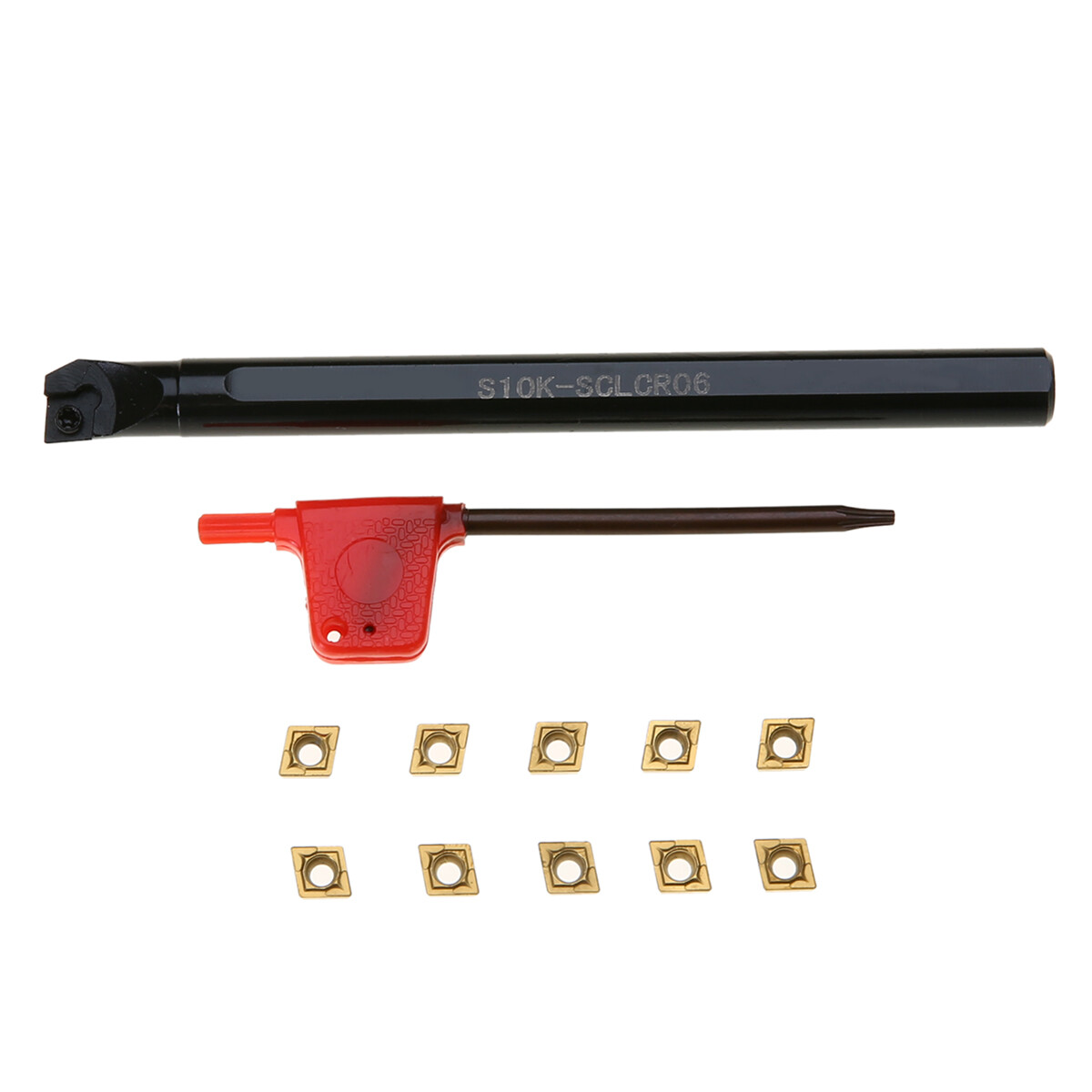Produktbild von Bohrstange Mit Klemmhalter + 10 Wendeplatten CCMT060204-HM – S08K-SCLCR06, Für Drehmeißel