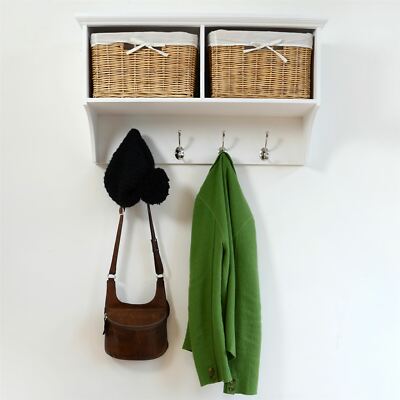 Tetbury White Coat Rack with Storage hanging