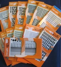 DECAdry New Old Stock Dry Transfer rub-on black NUMBERS/SYMBOLS FREE SHIP US