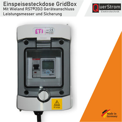 GridBox / Einspeisesteckdose mit Wielandb. und Energiezähler für Balkonkraftwerk