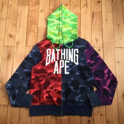 BAPE NYC logo crazy color camo full zip hoodie A Bathing Ape Size