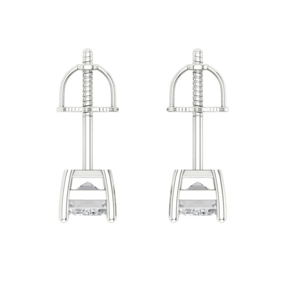 VVS1 Zirconia Diamond Stud Earrings, Screw back (1 cttw, 6x4mm, Emerald-Cut) - Image 4 of 4