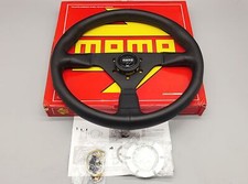Momo Montecarlo 350mm 14 Genuine Leather Thickened Spoke Steering Wheel-black