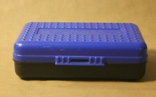 Spacemaker Pencil Box Blue  Black Opaque Vintage 90's Plastic Storage Case