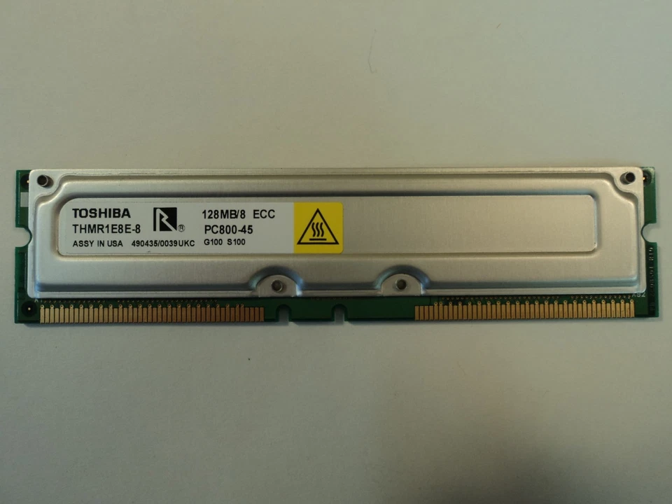 Toshiba RAM Memory Module 128MB PC800-45 RDRAM RIMM 184-Pin RAMBUS THMR1E8E-8 - Image 3 of 4