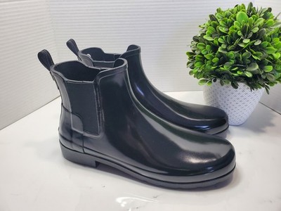 Hunter Women's Refined Gloss Slim Fit Chelsea Boot  WFS2201RGL BLK Size 11  NEW