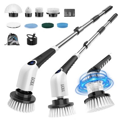 Cordless Electric Spin Scrubber, Power Cleaning Brush with 8 Replaceable Head...