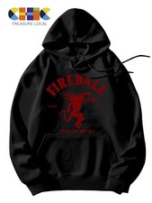 Men'S Fireball Red Hot Cinnamon Whisky Graphic Hoodie - Black with Fiery Dragon