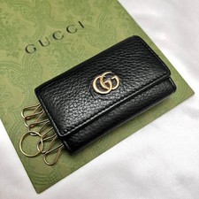 Gucci GG Marmont 6-Key Case Leather Black Gold Hardware