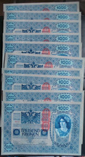 Austria, 10 x Consecutive, A/UNC, 1000 Kronen Banknotes. Dated 1902. Pick # 59?