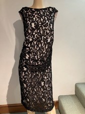 Black & pink lace ruched midi pencil dress size 16 from Planet - party evening