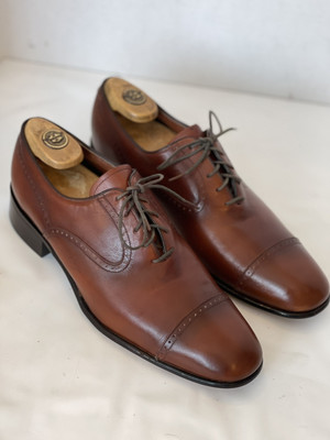 Freeman Light Lines Brown Leather Cap Toe Oxfords US Men's Sz 10 M