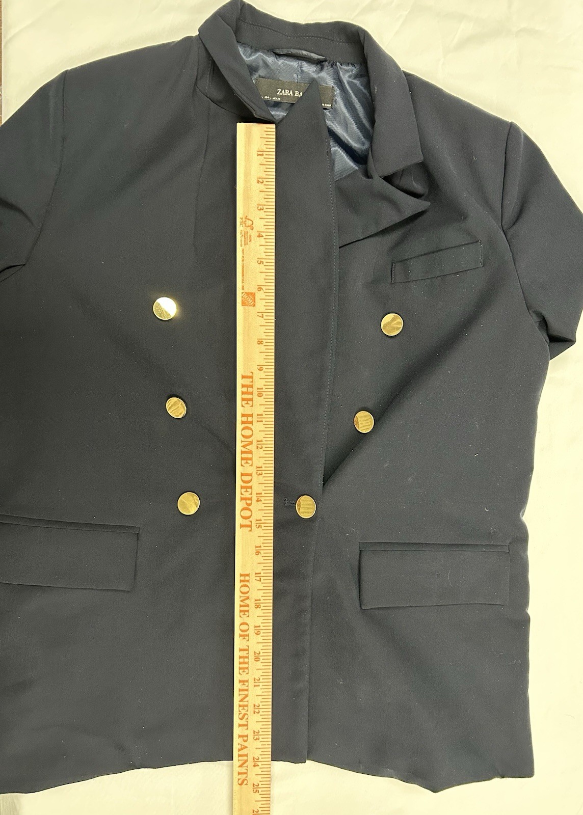 ZARA BASIC Women's Navy Double-Breasted Blazer Go… - image 6