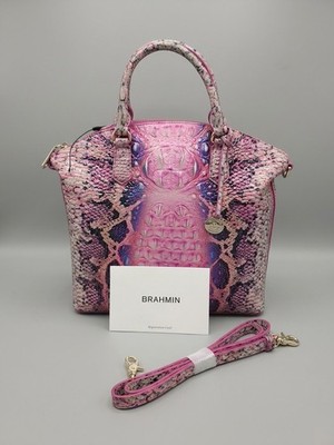 BRAHMIN Large Duxbury Satchel Pink Cobra Ombre Purple NEW