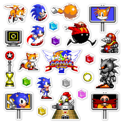 Sonic the Hedgehog 2 Stickers Sonic 2 Sega Genesis Pixel Art 24 Sticker Pack