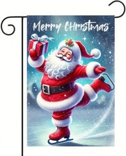 Santa Claus Christmas Flag - 12x18 Double Sided Small Christmas Flags for Winter